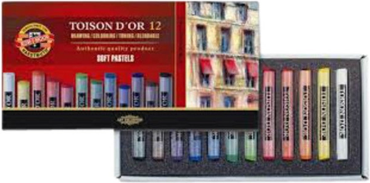Pastelkrijt koh-i-noor toison 8512 rond 12 assorti | Set a 12 stuk | 6 stuks